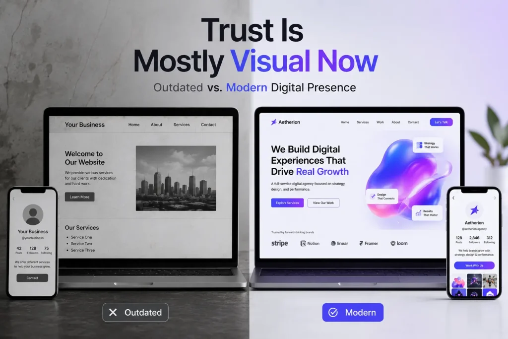 outdated vs modern digital presence comparison